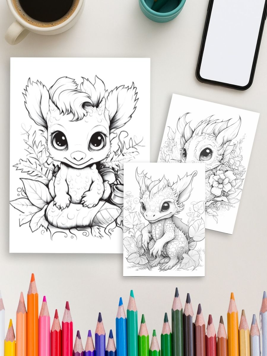 Fire & Flight – 50 Dragon Coloring Pages - Image 3